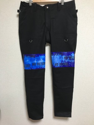 UNFINISHEDペイントパンツブルー