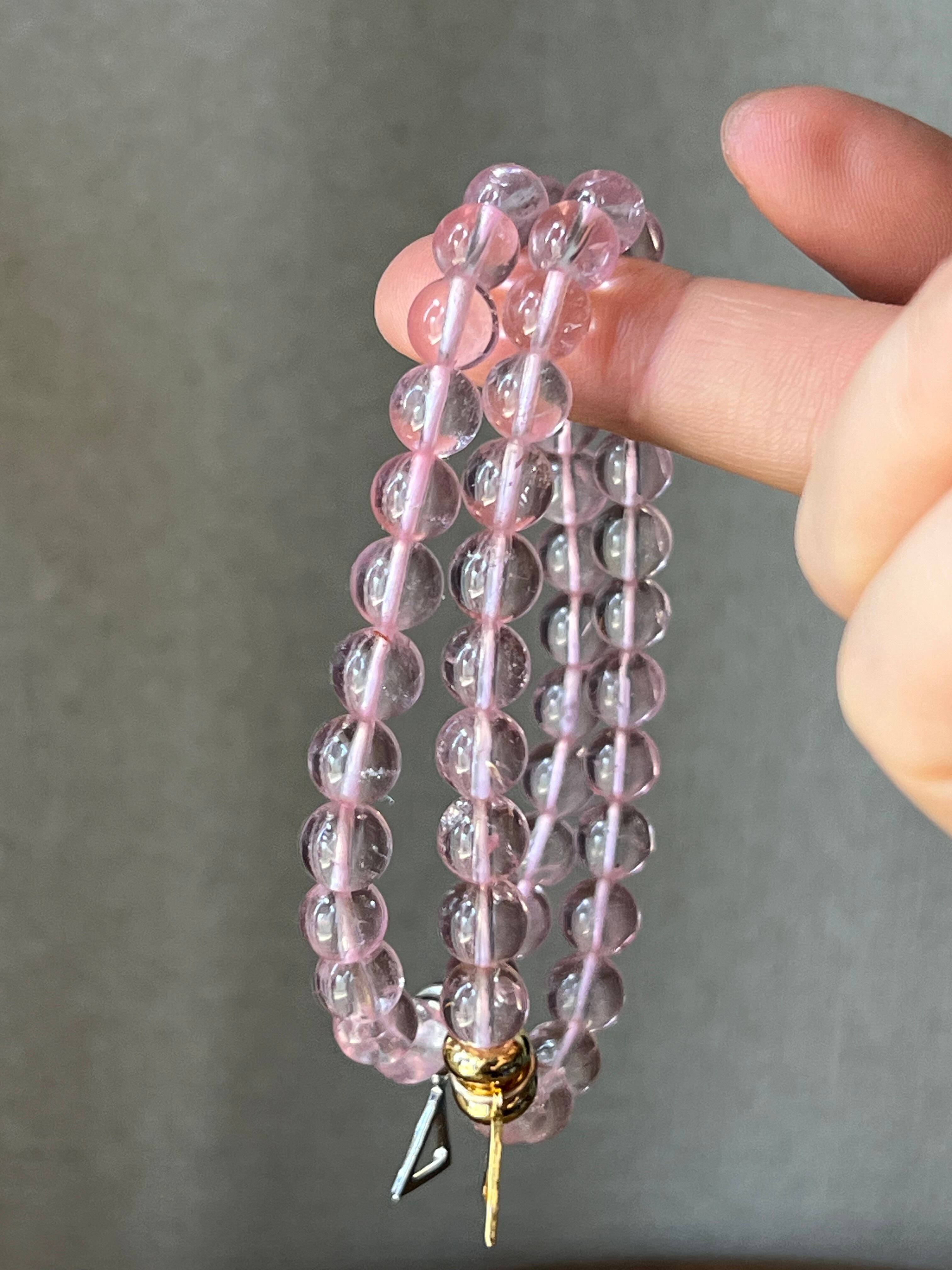 7.5〜8mm ピンクトパーズ三角チャームブレスレット