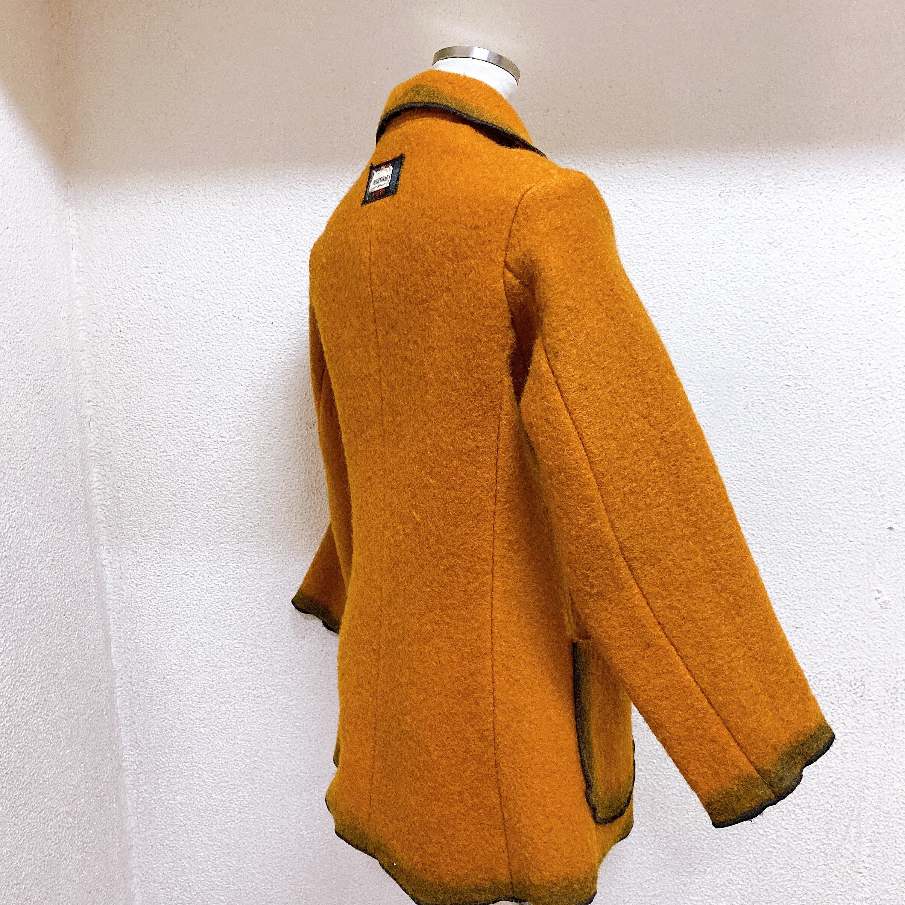 ヴィンテージ ウールハーフコート オレンジ色 フランス製 vintage wool ...