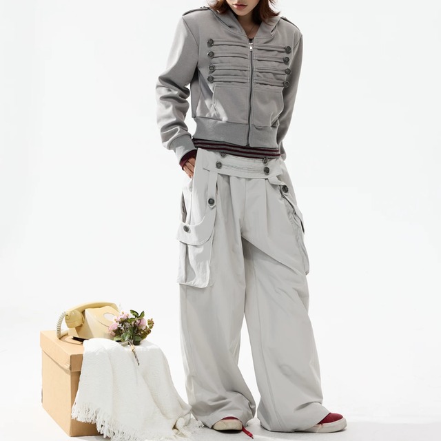 napoleon-style button zip hoodie　ナポレオンボタンジップパーカー　J2112
