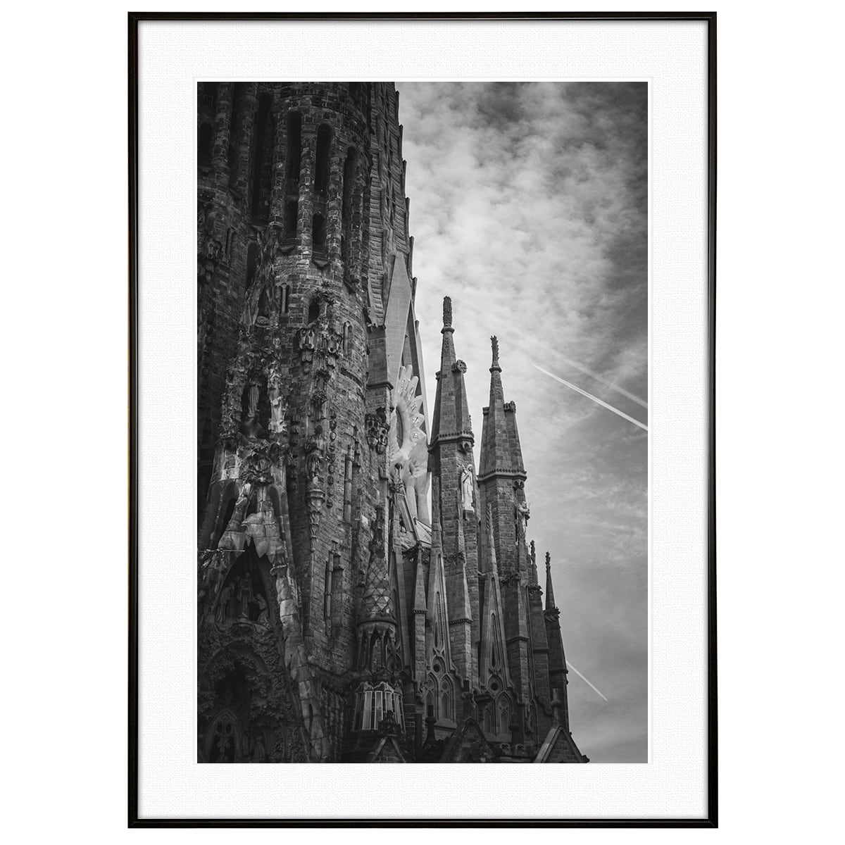 スペイン写真 バルセロナサグラダ・ファミリア インテリアモノクロアートポスター額装 AS3922