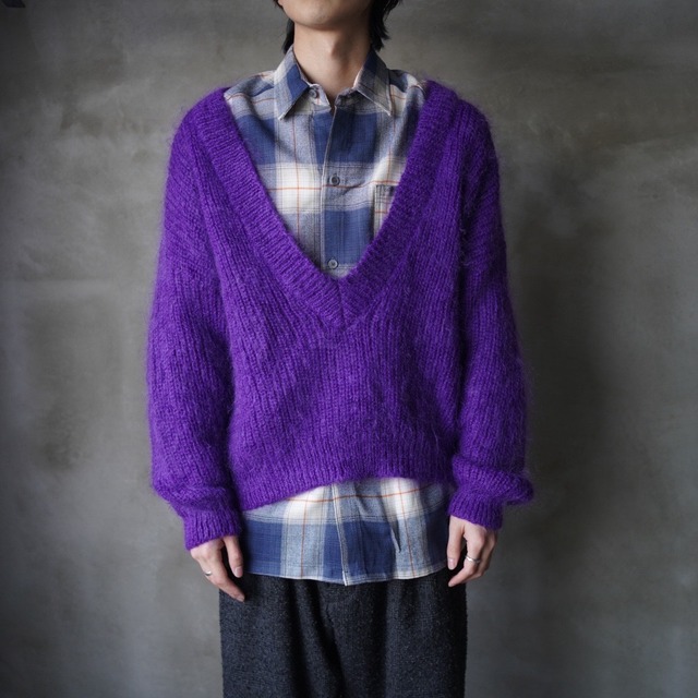 90’s Deep Vneck Mohair knit / 90年代 モヘアニット