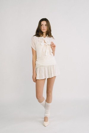 [threetimes] Ribbon bouquet skirt (ivory) 正規品 韓国ブランド 韓国通販 韓国代行 韓国ファッション スリータイムズ three times 日本 店舗