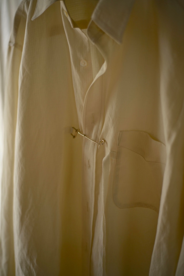 ensou. / silk linen rip stop ribbon shirt(écru)