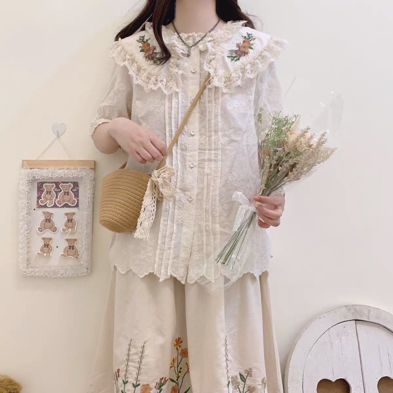 スカート ワンピース グリーン 森ガール ピンク ワンピース 花柄 