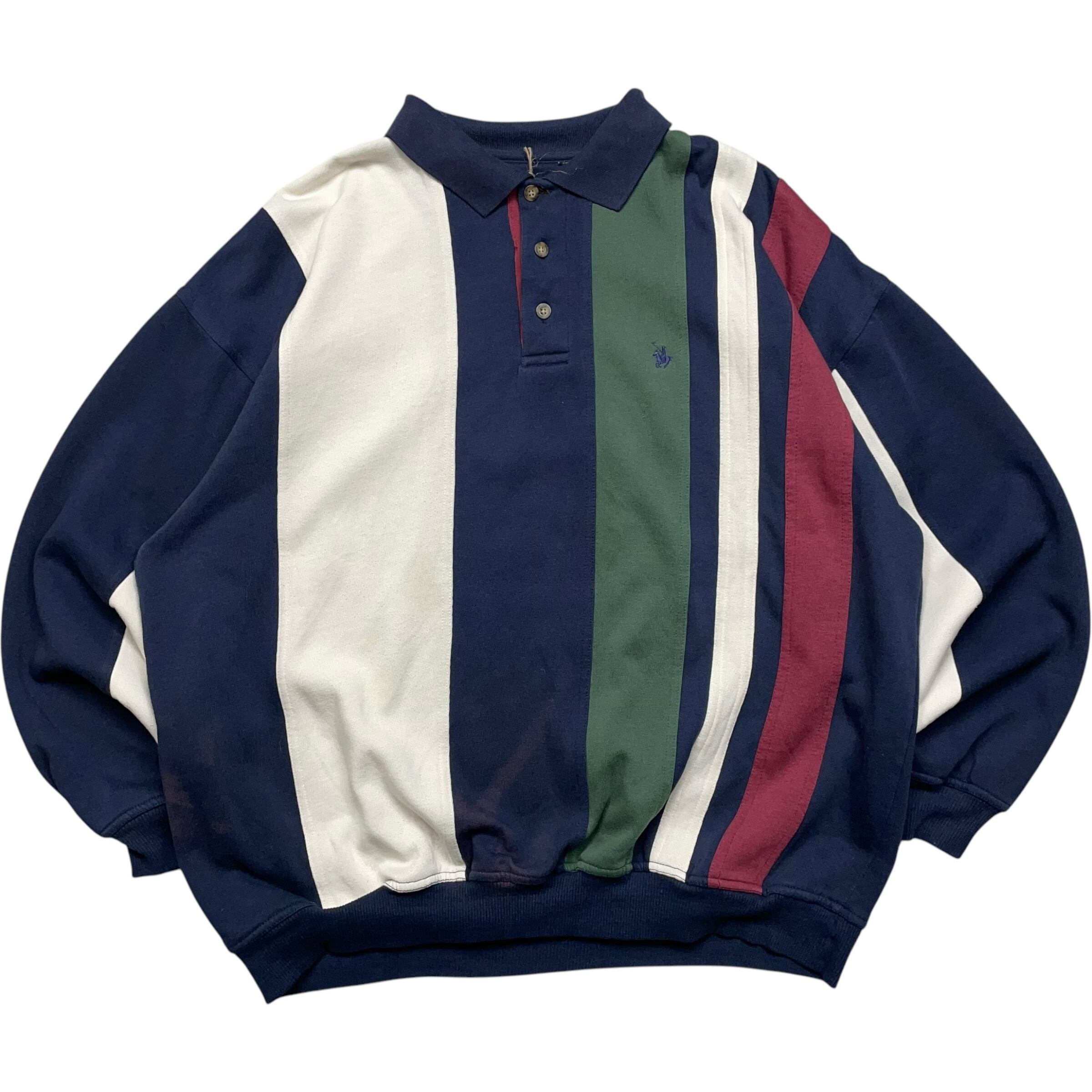 《XL》Knights of Round Table スウェット 刺繍ロゴ 襟付き ハーフボタン マルチカラー no.6460