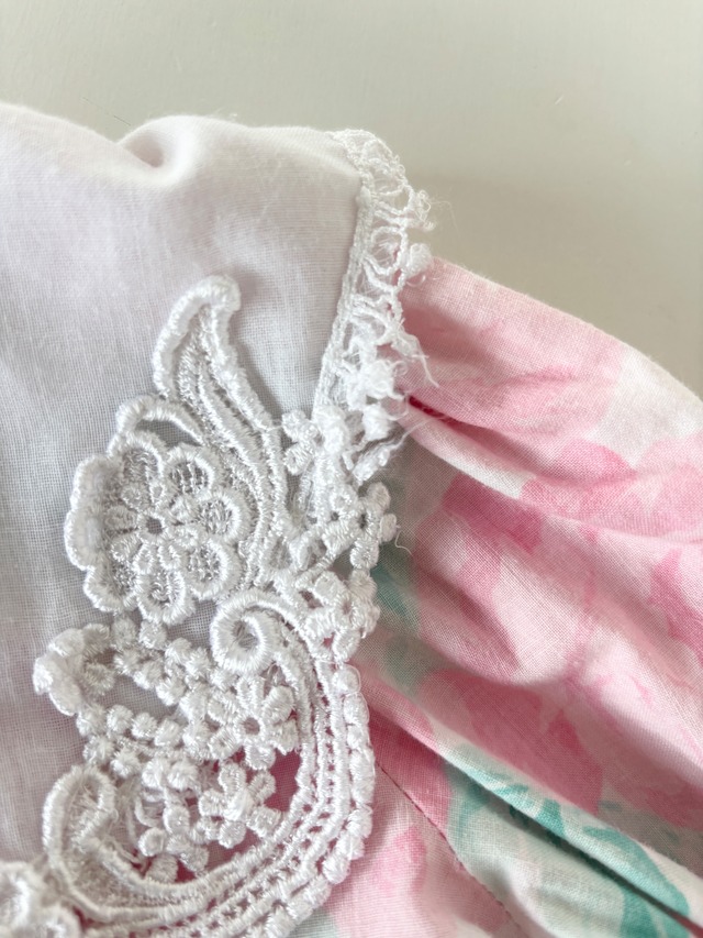 【6T相当・vintage 】USA製　フローラルレースdress