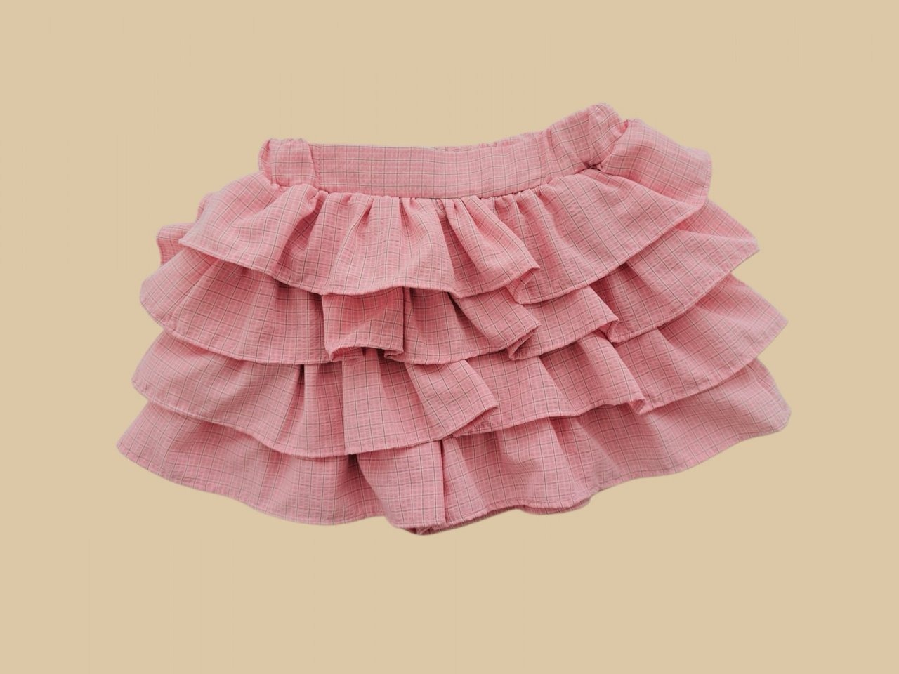[DOREDORE] 4-tiered tiered skirt Pants (Check) / [도레도레] 4단캉캉치마바지(체크)