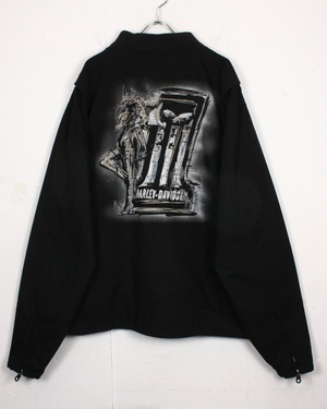 【Caka act2】“Harley Davidson” Graphic Design Cotton Zip Jacket