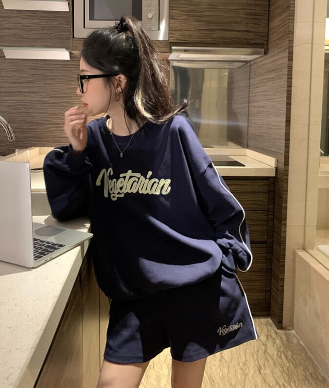 オータムルーズセーター ブルーショーツ ロング 秋物 ブルマー モンロー30714193488