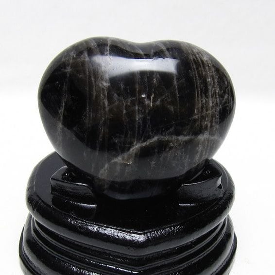 モリオン 置物 黒水晶 ハート 一点物 台座付属 155-967