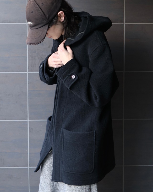 Zip-up hoodie mid-length coat