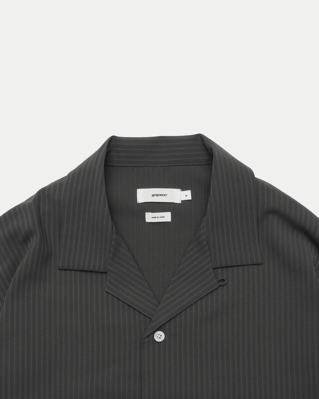 Rib Open Collar Shirts / CHARCOAL STRIPE［goyemon general gadget］