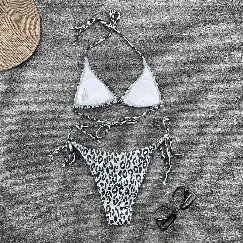 送料無料 In-Xホルタービキニ2021ヒョウ柄水着女性カット水着女性