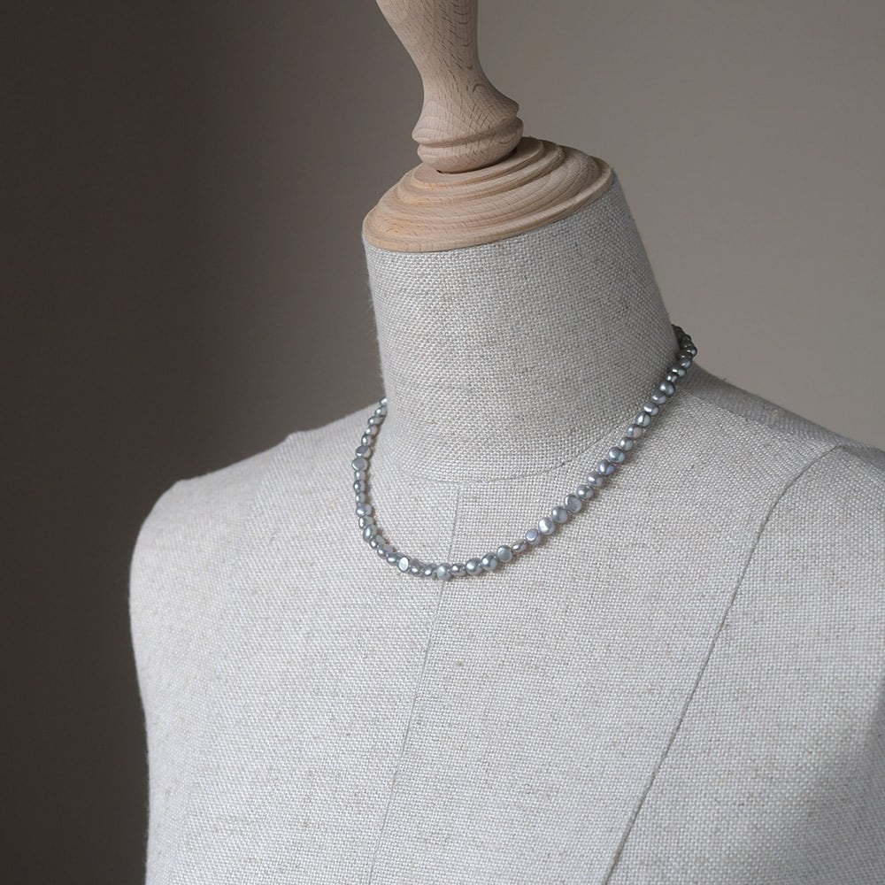 グレーブルー 淡水パール ネックレス / 約6.0mm バロックパール 材質