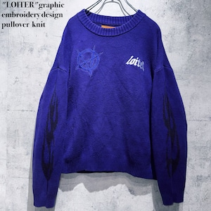 "LOITER"graphic embroidery design pullover  knit