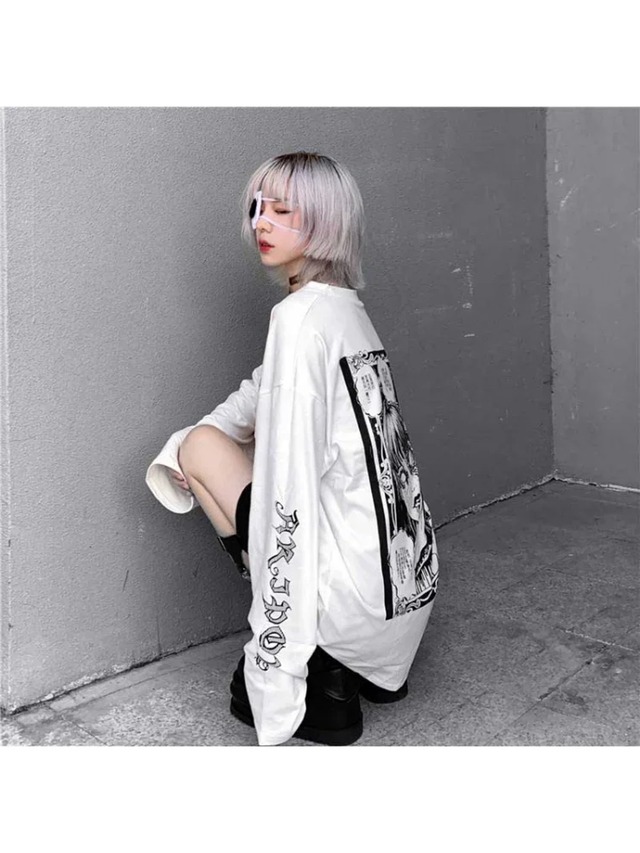 Nicemix漫画ホラーグラフィックtシャツ女性キャラクターを印刷パンク 