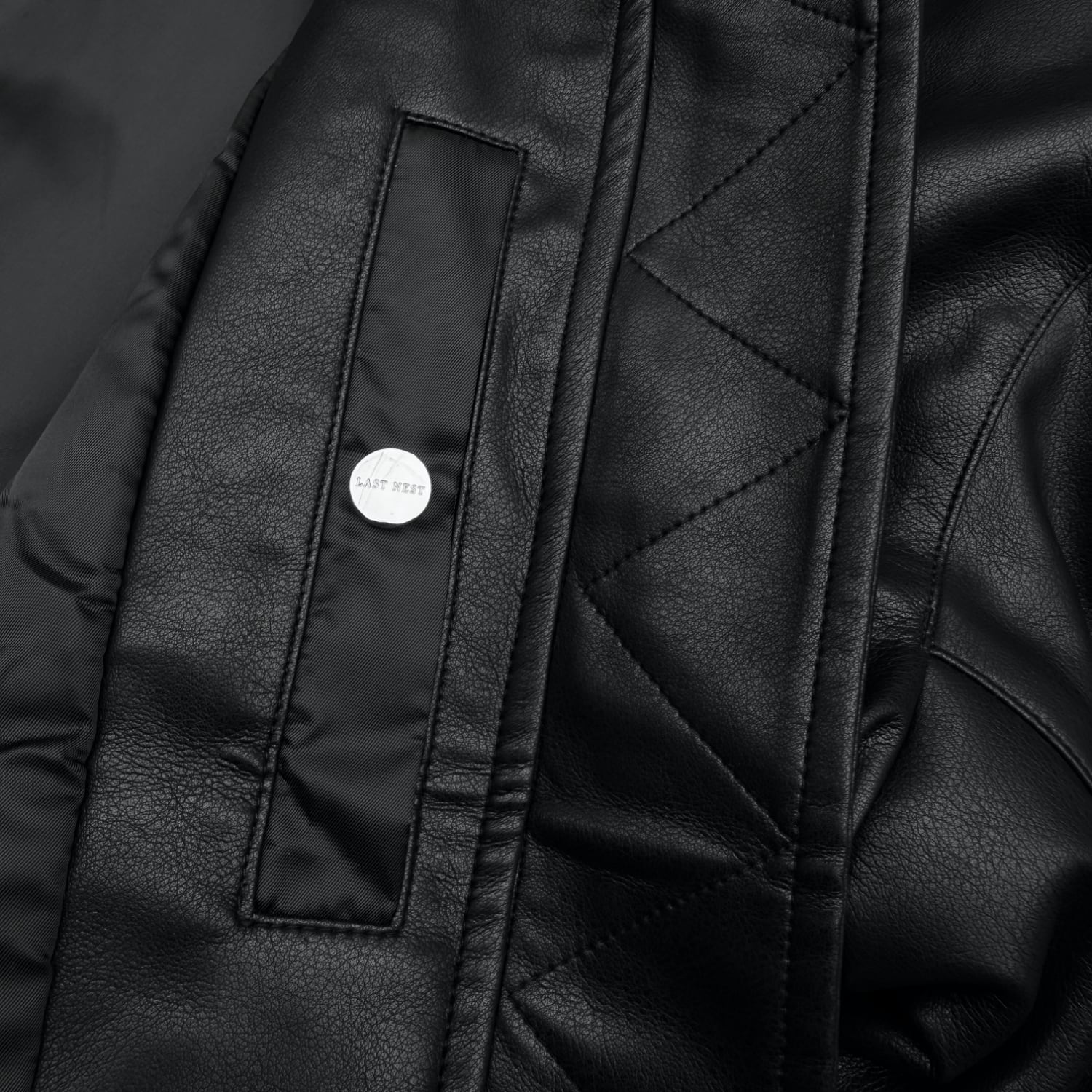 LAST NEST / Hooded Faux Leather Flight Jacket | HOLICK