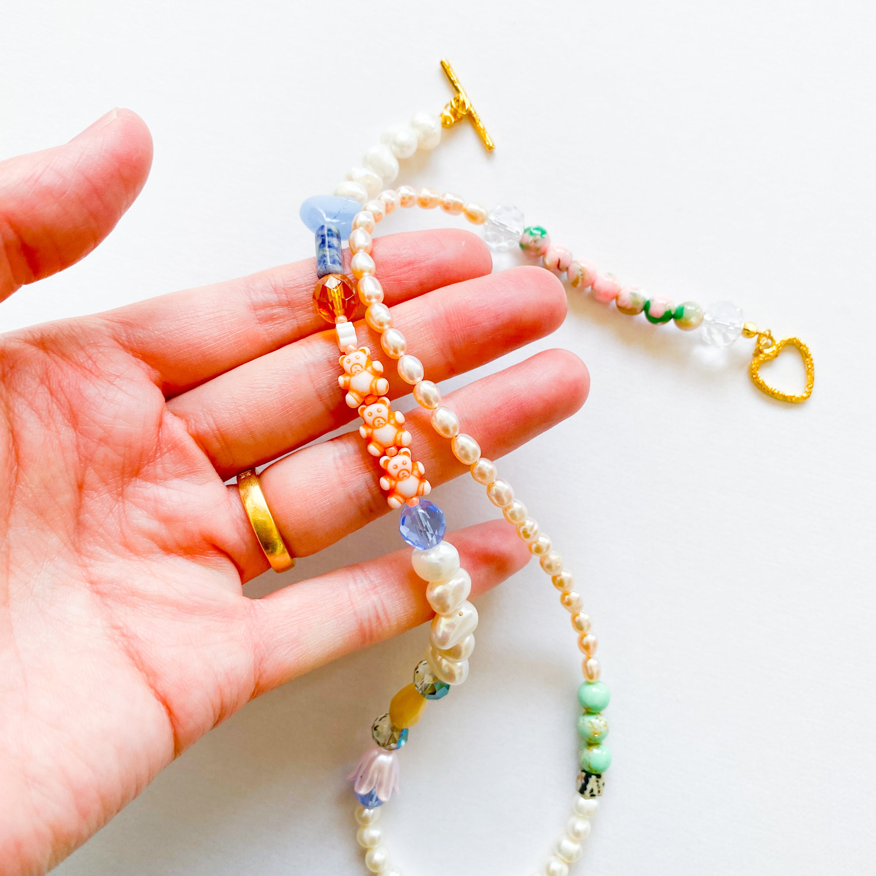 淡水パールとビーズのネックレス(たまに天然石)