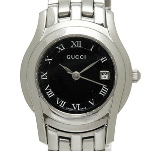 グッチ 腕時計 5500L クオーツ ブラック文字盤 ステンレススチール レディース GUCCI 【中古】