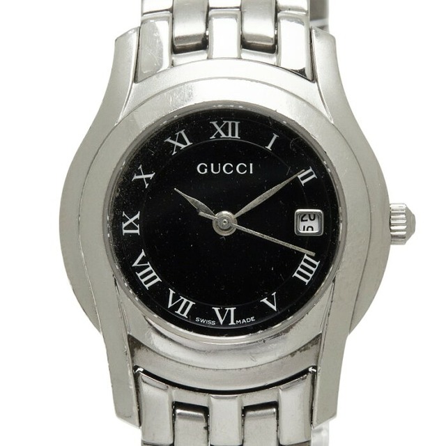 グッチ 腕時計 5500L クオーツ ブラック文字盤 ステンレススチール レディース GUCCI 【中古】