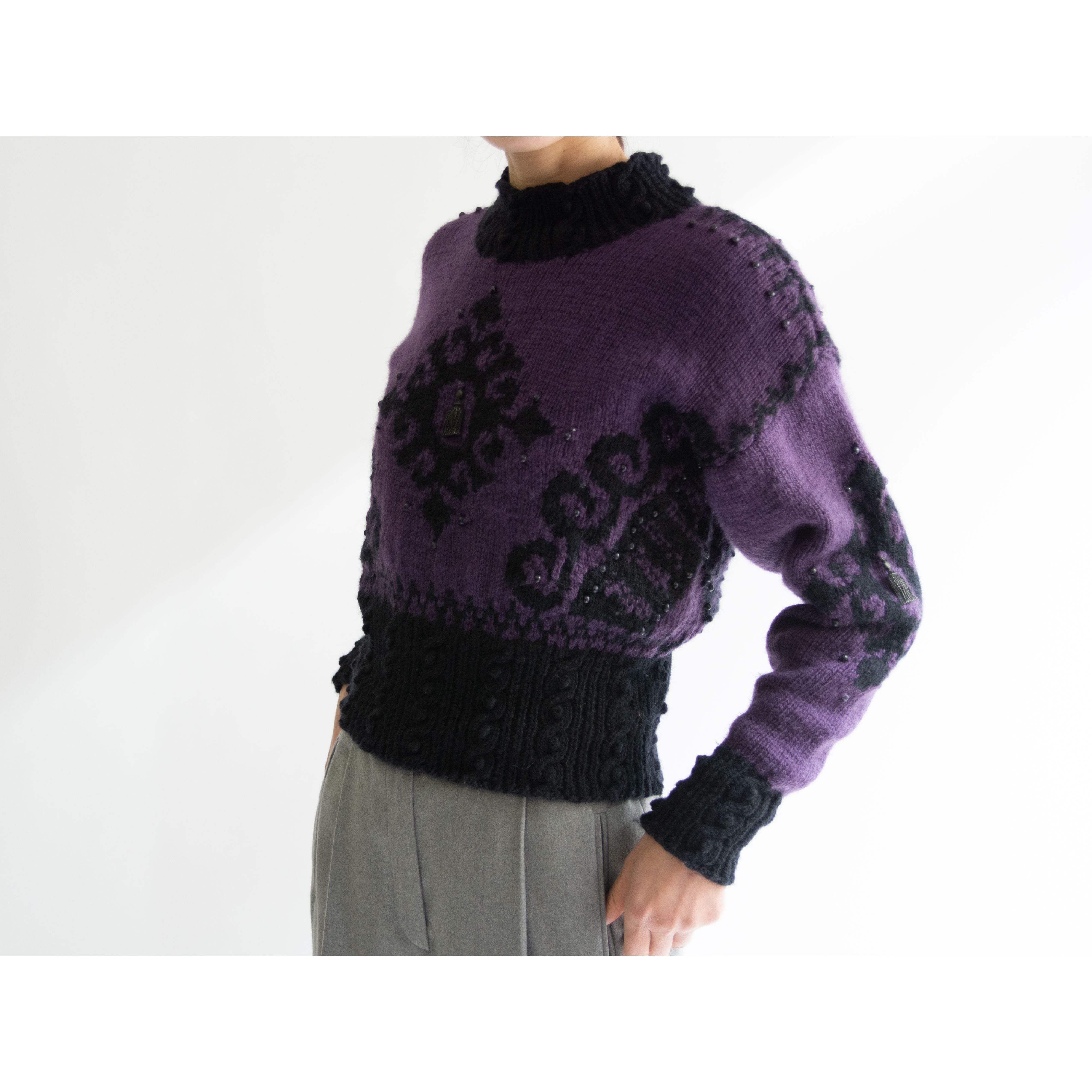 Artwork LONDON】Hand Knitted in England 80-90's 100% Wool Sweater