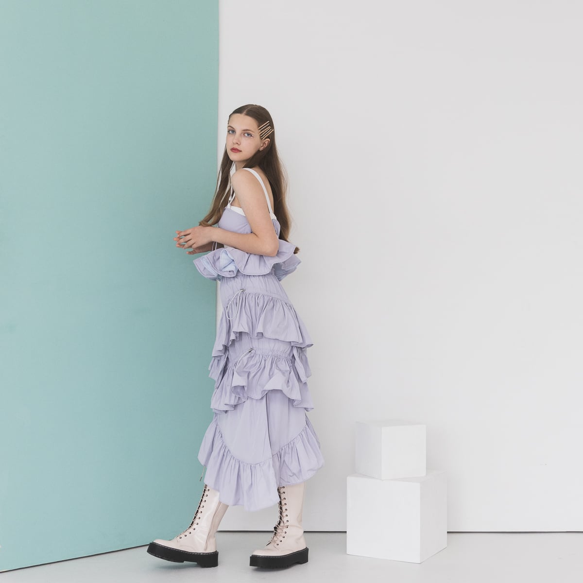 ナイロンギャザーフリルロングスカート | lilLilly official webstore