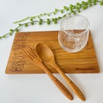 ウッドギフトセットM　プルメリアグラス　Wood Gift set M (Wood plate M / Wood spoon&fork / Glass)
