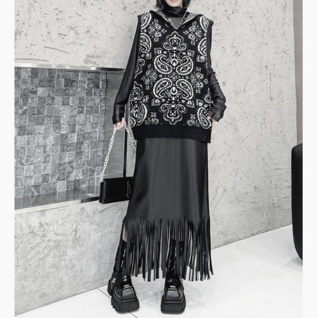 Paisley hoodie vest C0813