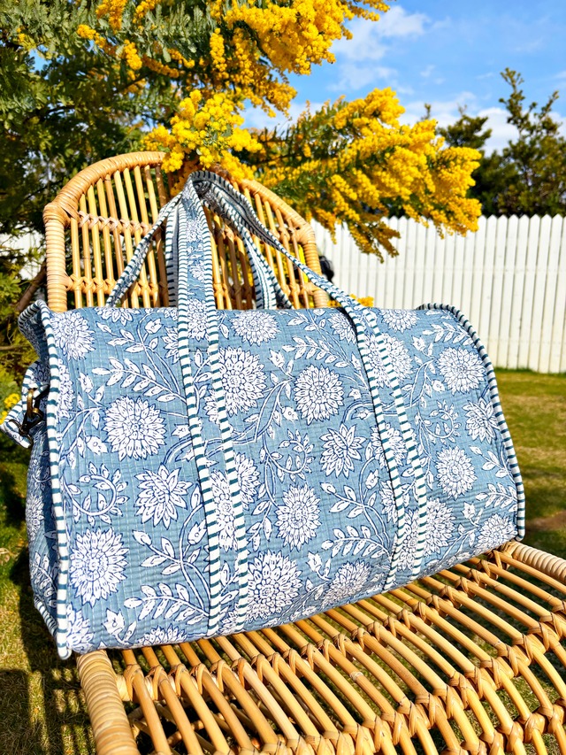 《Botanical Boston Bags ①》Blue Flower（ショルダーストラップ付き）