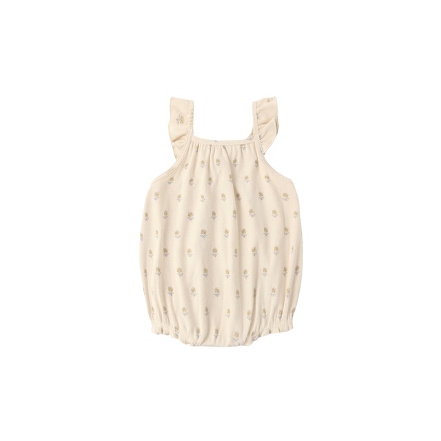 Quincy Mae(クインシーメイ) / 26ss RIBBED RUFFLE ROMPER/ BUTTERCUP / 6-12M・12-18M・18-24M