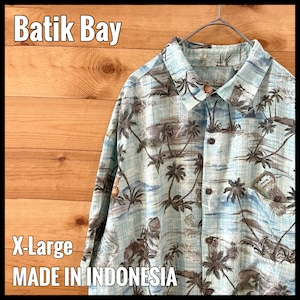 【Batik Bay】アロハシャツ 柄シャツ 総柄 レーヨン100% カメラ ヨット ハイビスカス XL US古着