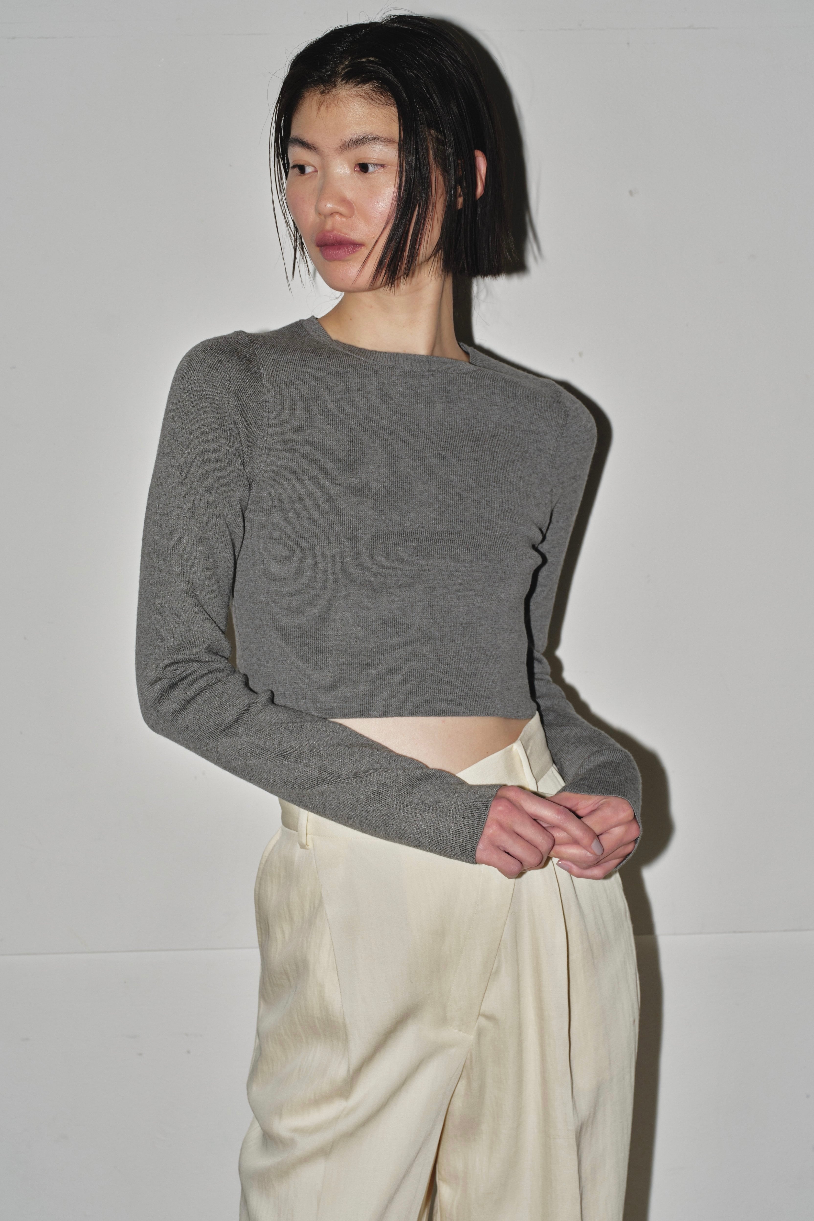 TODAYFUL Cropped Smooth Knit クロップドスムースニット Gray | planet3rd 