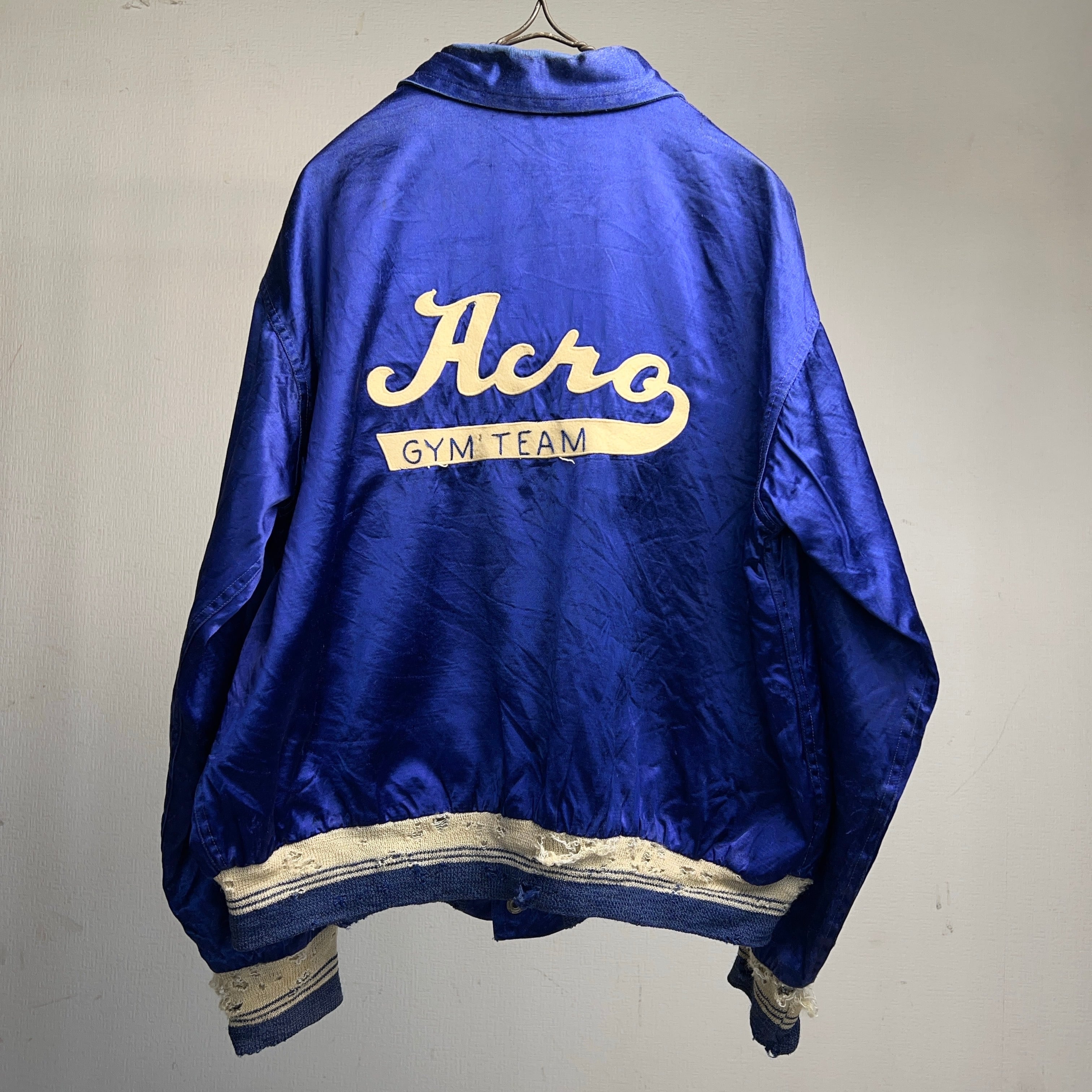 古着　60s サテン　ジャケット　ジップアップ　ヴィンテージ　スタジャン 50's~60's SATIN STADIUM JACKET 50年代 60年代 サテンスタジャン