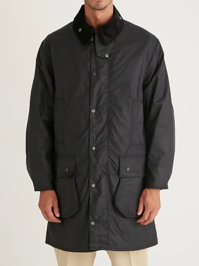 Barbour(ﾊﾞﾌﾞｱｰ) - OS BORDER WAX COAT/BLACK(ｵｰﾊﾞｰｻｲｽﾞﾎﾞｰﾀﾞｰ/ﾌﾞﾗｯｸ