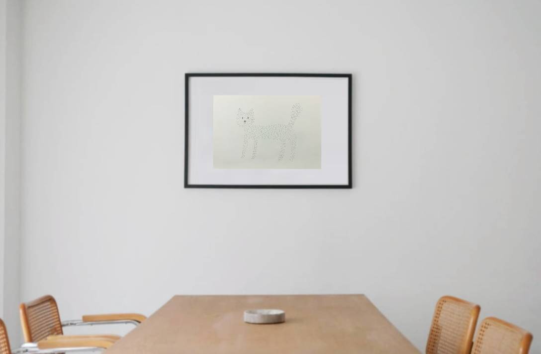 TOMO TANAKA #7 "うちのこ" black wooden frame 63㎝ × 93㎝付き ( LL )