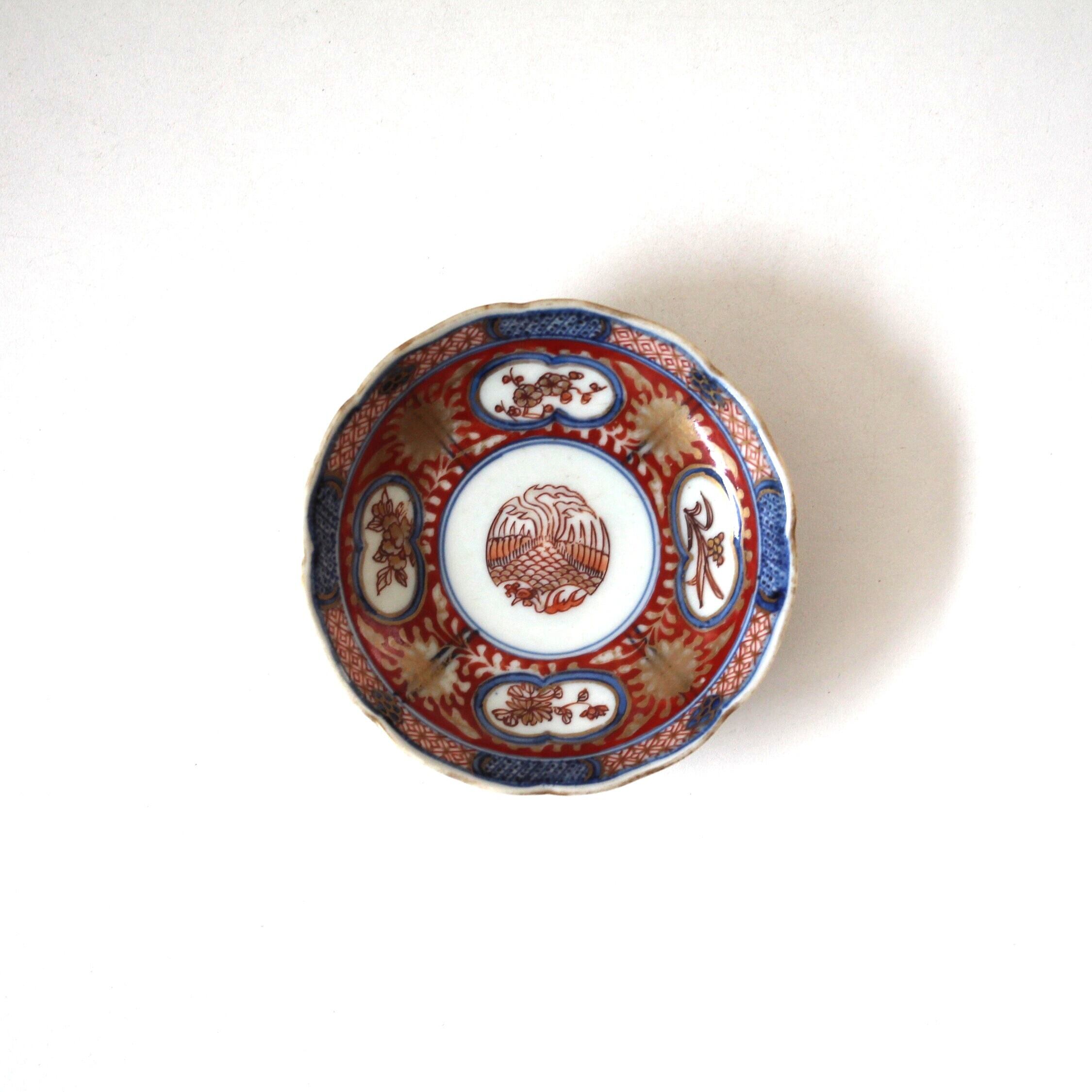 九谷乾山写色絵梅文湯碗 中村梅山 d7.6cm Kutani Enameled Yunomi Tea