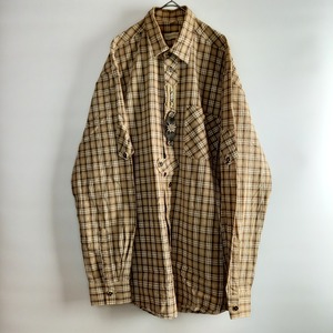 LANDHAUS　チロリアンシャツ　ドイツ古着　チェック　ベージュ　M