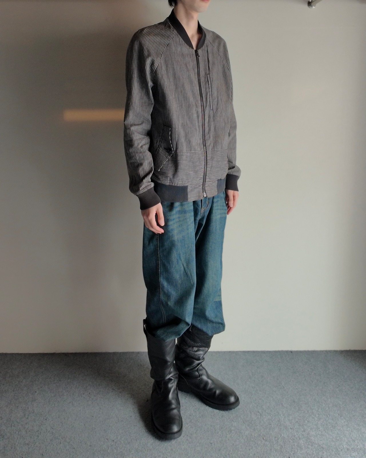 【3.1 Pillip Lim】linen stripe bomber blouson