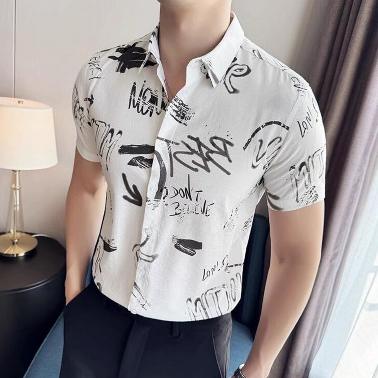 printed casual short sleeve shirt 00346
