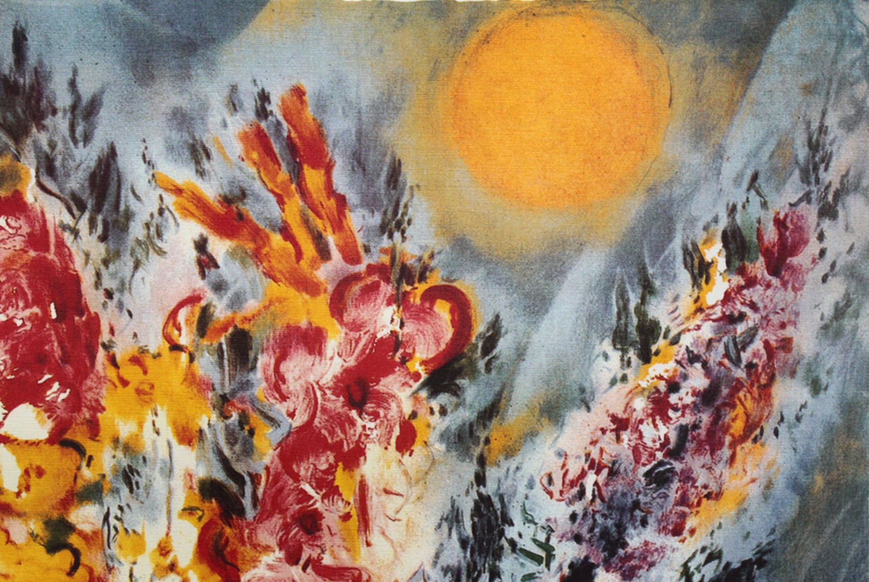 マルク シャガール作品「花束」額縁4色選択可能 作品証明書 展示用フック 限定500部エディション付複製画リトグラ