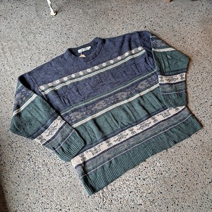 アイルランド製 総柄アクリルセーター used [310091]