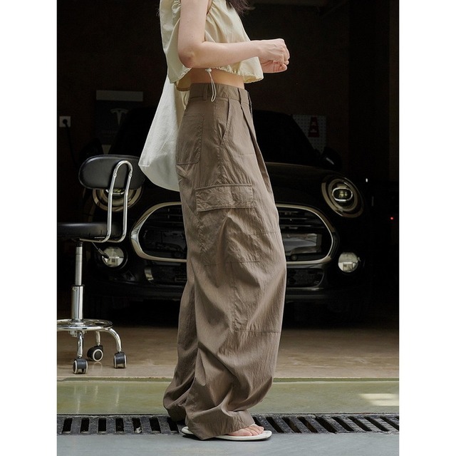 high waist cargo pants　10813