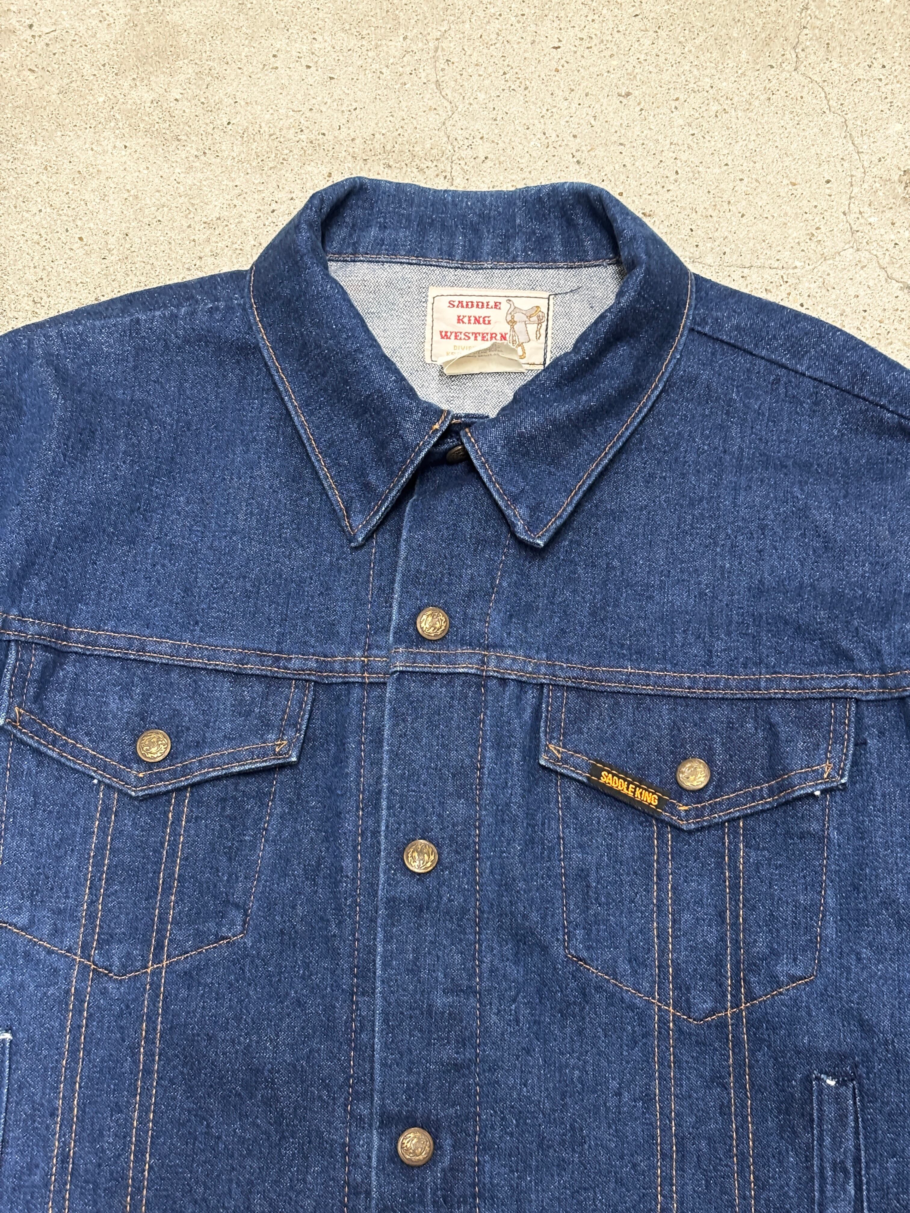 Saddle King Western デニムベスト 2XL 90s SADDLE KING WESTERN/Denim Jacket/USA製/48/デニムジャケット