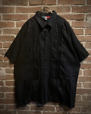 【Caka act3】Black Linen Vintage Loose S/S Shirt
