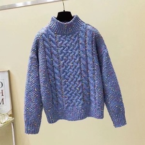 スタンドネックケーブル編ニット ミックス糸使用　　AJ11009-2715