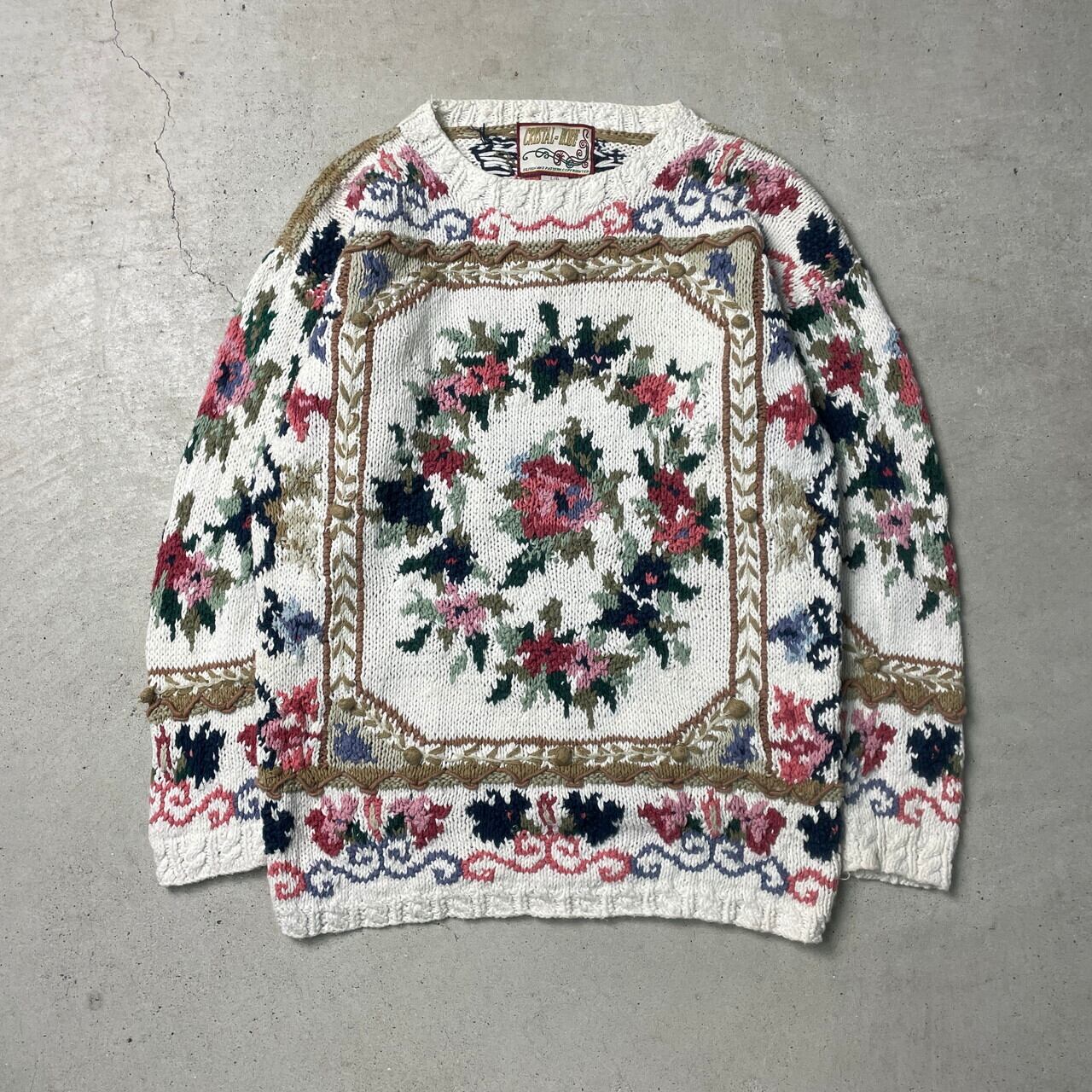 vintage 　フラワー　花柄　ニット　セーター