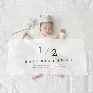 【在庫のみ】ハーフバースデー タペストリー half birthday 1/2 誕生日 飾り ハンドメイド おうちスタジオ 6か月 風船 飾り付け (ハーフバースデー)