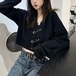 【予約】safety pin black knit cardigan