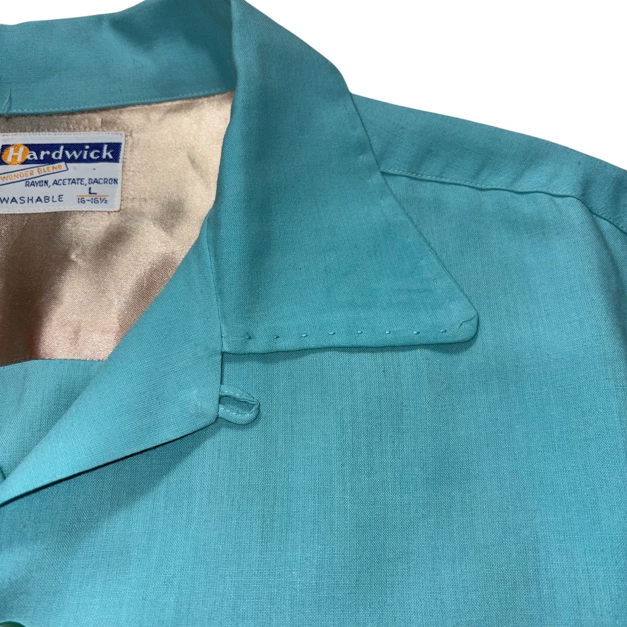 vintage 1950’s turquoise color rayon open collar shirt